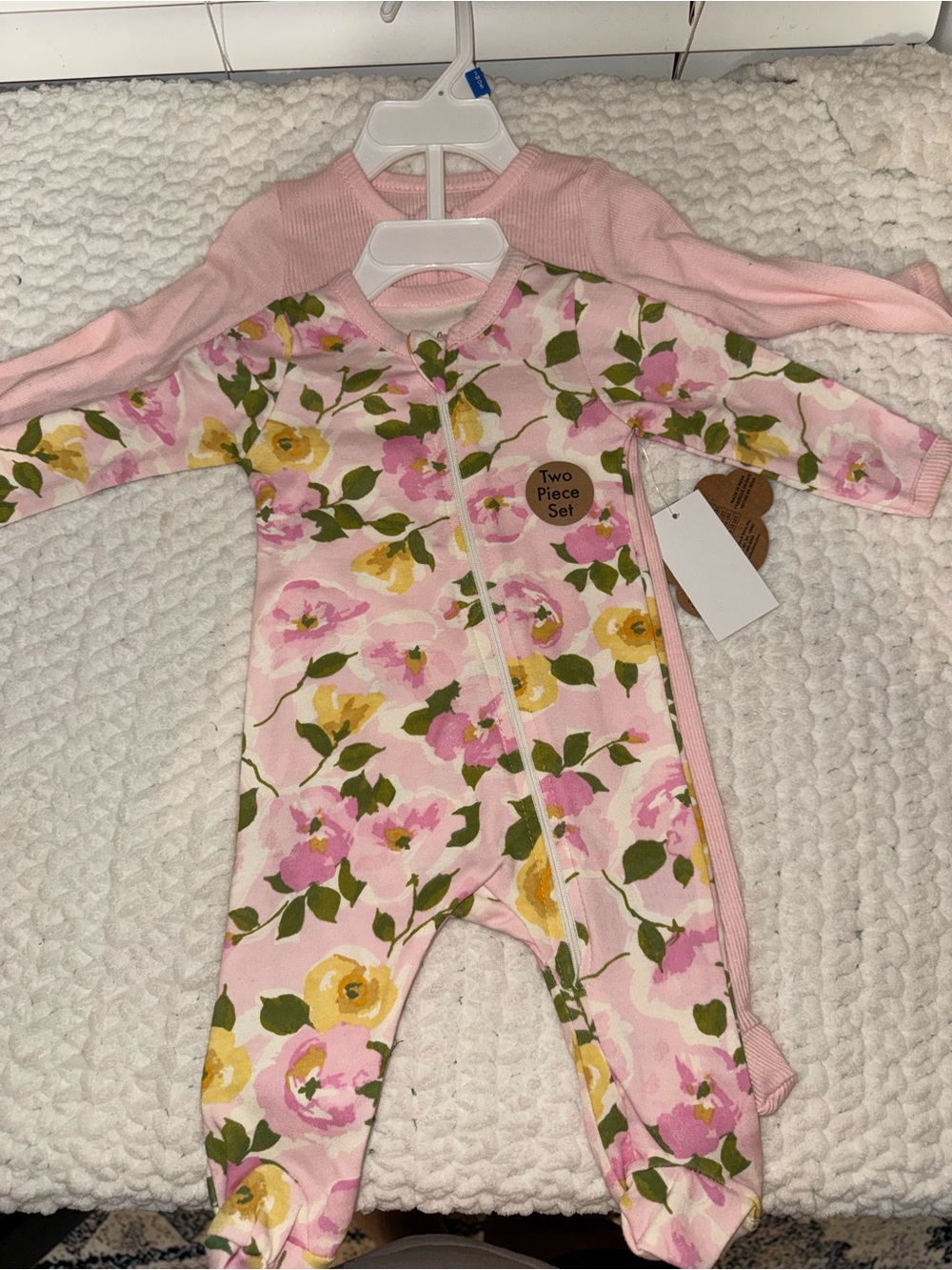 Baby Essentials Pink Floral Two-Piece Footie Set